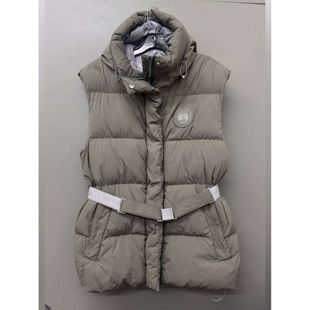 Canada Goose Rayla Womens Small Sage Green Padded Down Authentic Vest Belted
